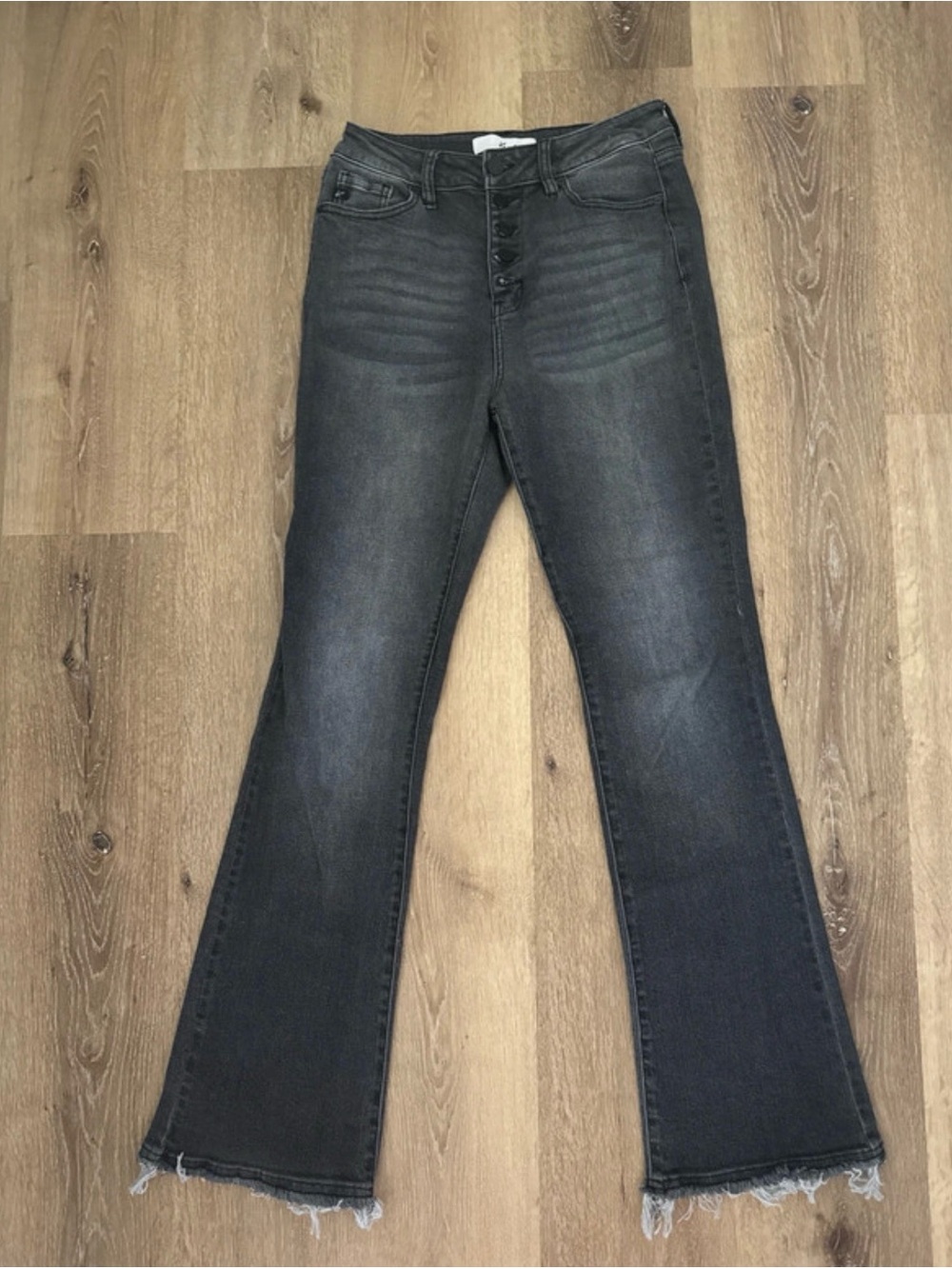 KanCan Black Faded Flare Button-Fly Jeans